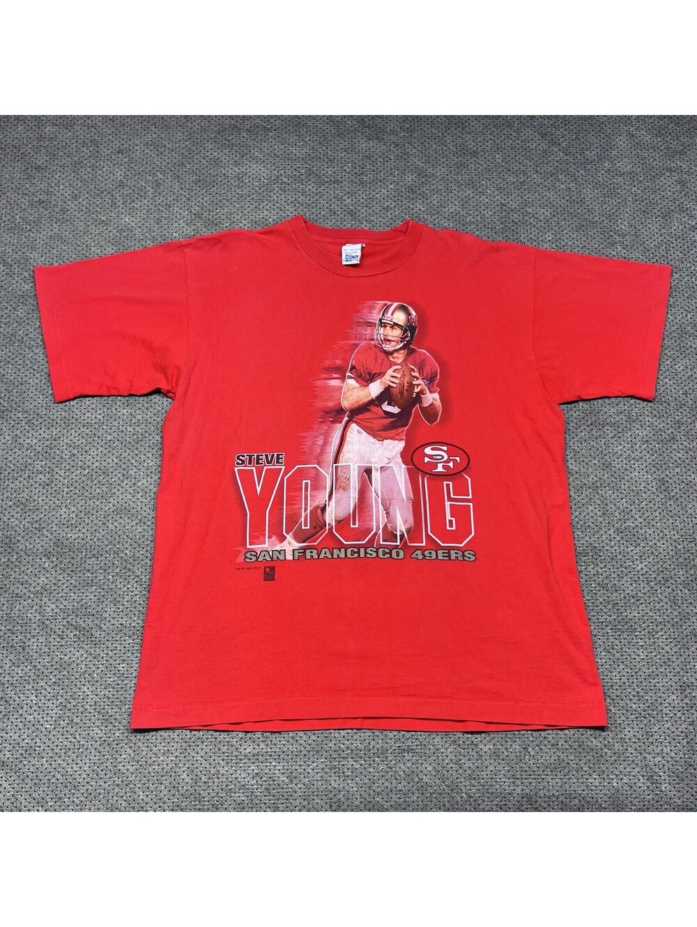 Vintage 1995 Salem San Francisco 49Ers Steve Young T-Shirt XL RARE MENS RED